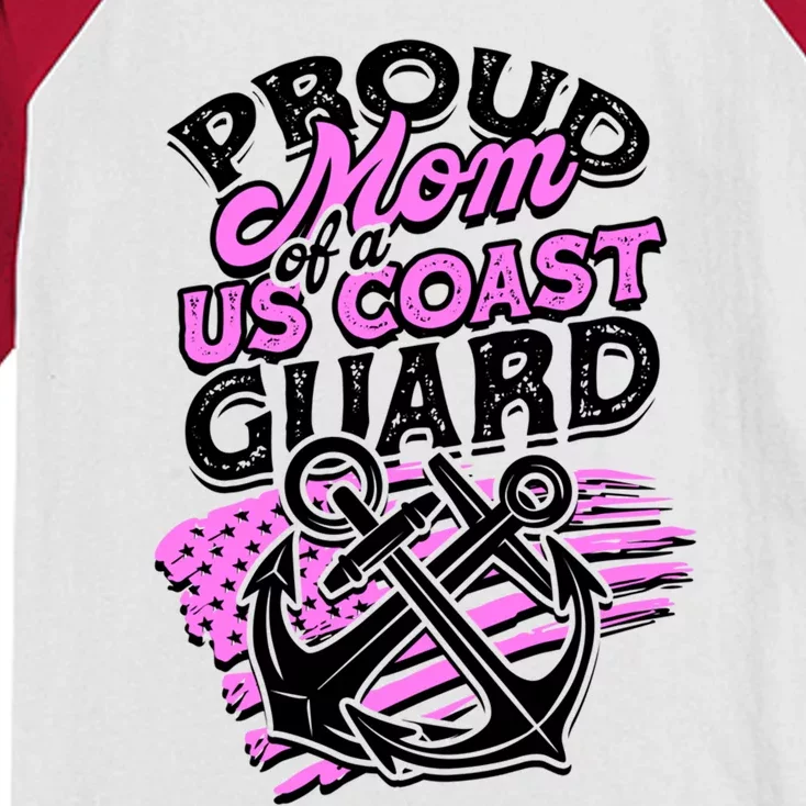 Proud Mom Of A Us Coast Guard Funny Gift Veteran Police Coast Guard Gift Kids Colorblock Raglan Jersey