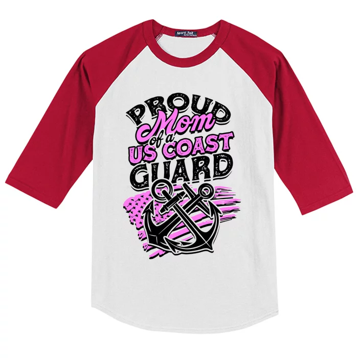 Proud Mom Of A Us Coast Guard Funny Gift Veteran Police Coast Guard Gift Kids Colorblock Raglan Jersey