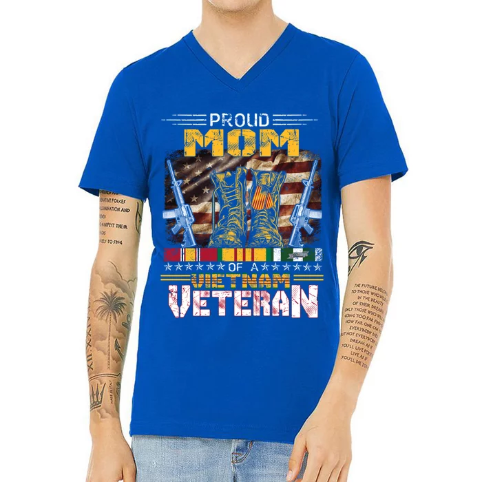 Proud Mom Of A Vietnam Veteran Gift Vietnam War Vet Gift V-Neck T-Shirt