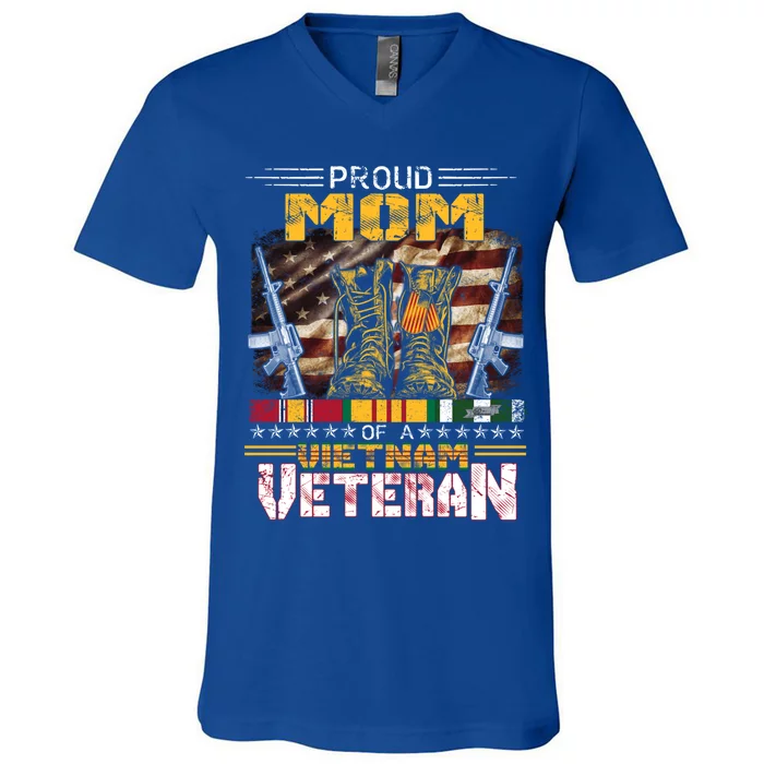 Proud Mom Of A Vietnam Veteran Gift Vietnam War Vet Gift V-Neck T-Shirt