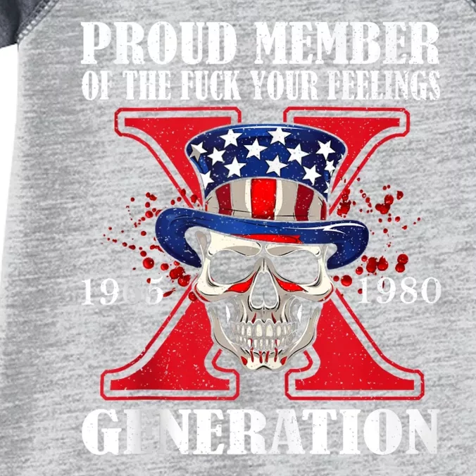 Proud Member Of The Fuck Your Feelings Generation X Skull Infant Baby Jersey Bodysuit