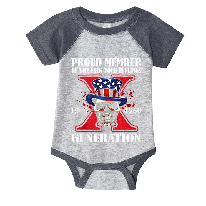 Proud Member Of The Fuck Your Feelings Generation X Skull Infant Baby Jersey Bodysuit