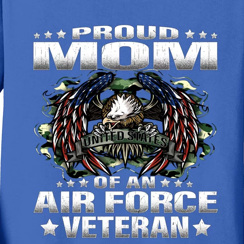 Proud Mom Of An Air Force Veteran Military Vets Mother Gift Kids Long Sleeve Shirt