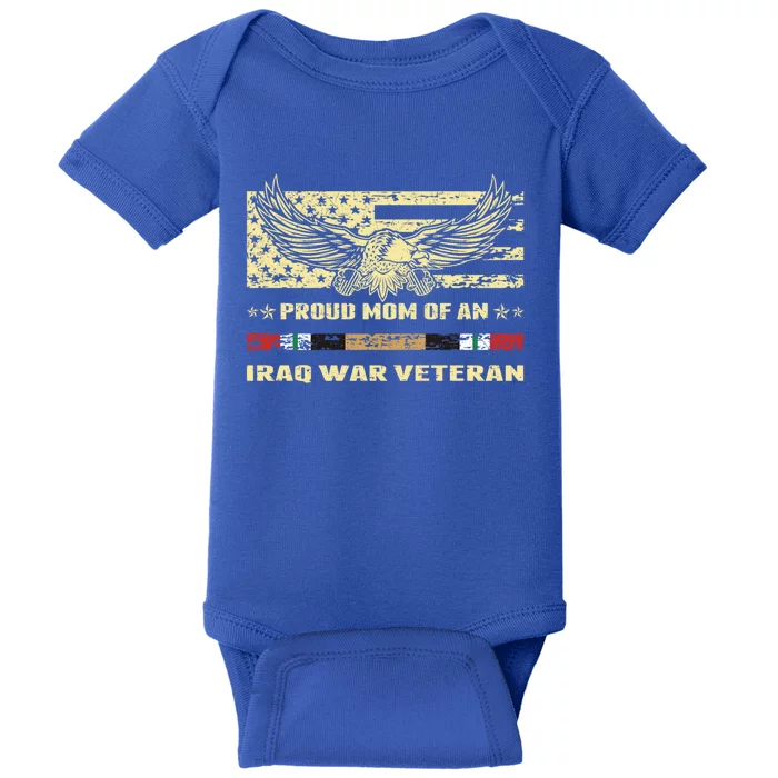 Proud Mom Of An Iraq War Veteran Military Vets Mother Funny Gift Baby Bodysuit