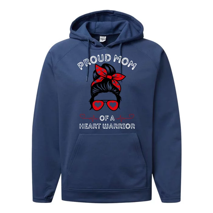 Proud MoM Of A Heart Warrior Cute CHD Awareness Gift Performance Fleece Hoodie