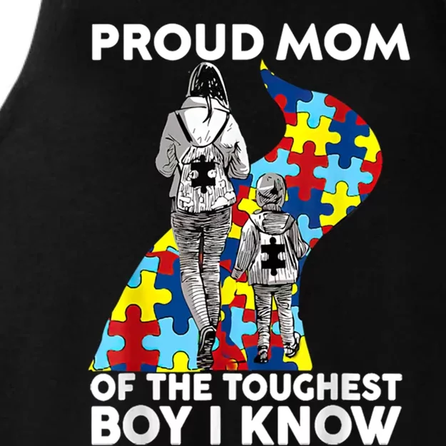 Proud Mom Of The Toughest I Know Autism Awareness Funny Gift Ladies Tri-Blend Wicking Tank