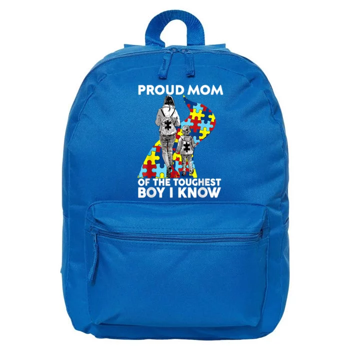 Proud Mom Of The Toughest I Know Autism Awareness Funny Gift 16 in Basic Backpack