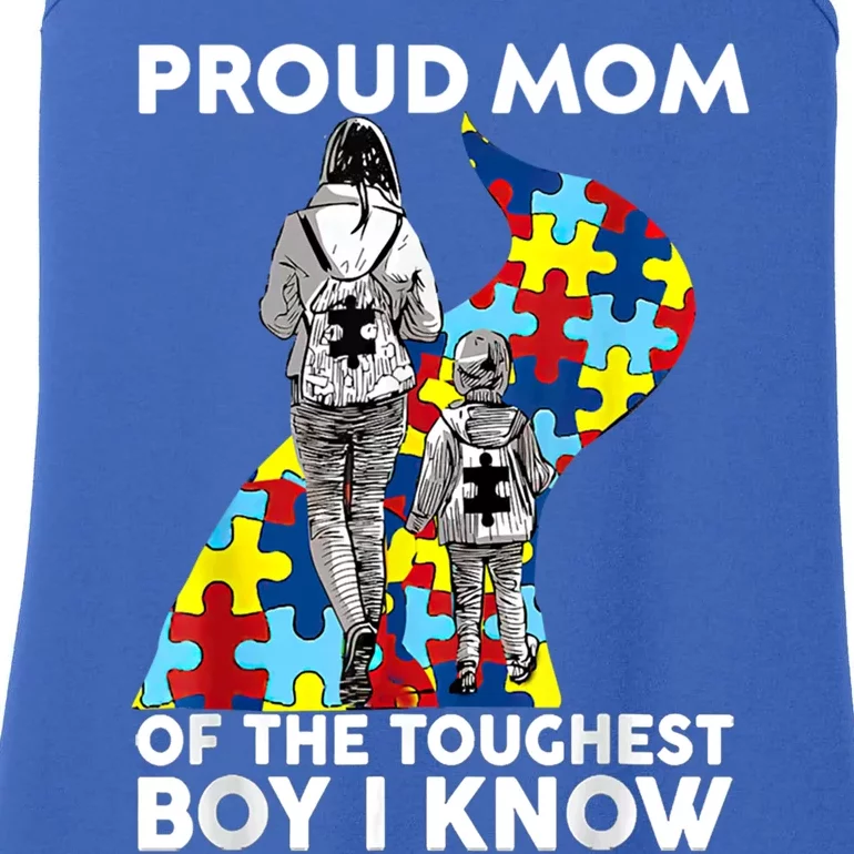 Proud Mom Of The Toughest I Know Autism Awareness Cute Gift Ladies Essential Tank