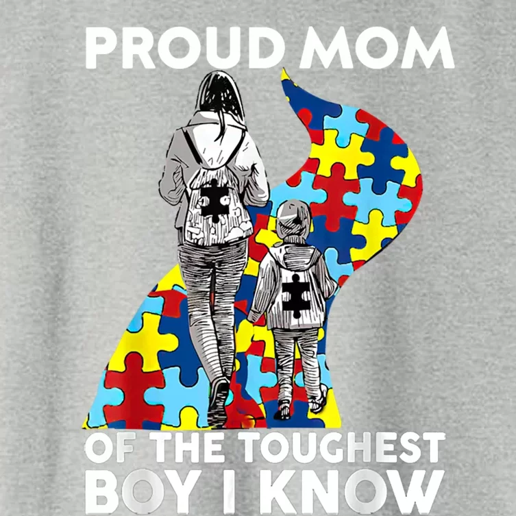 Proud Mom Of The Toughest I Know Autism Awareness Cute Gift Women's Crop Top Tee