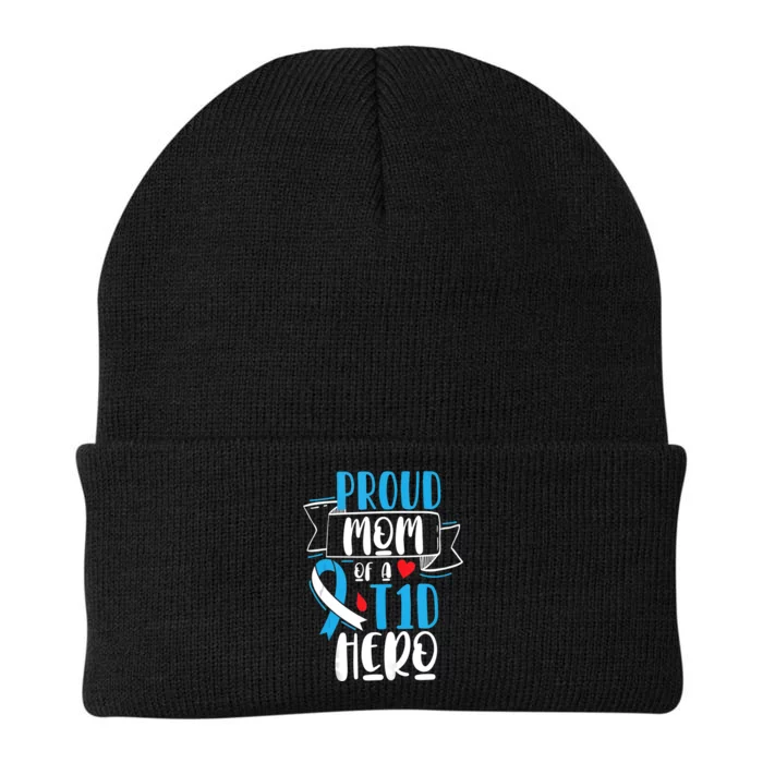 Proud Mom Of A T1D Hero Type 1 Diabetes Mom Awareness Knit Cap Winter Beanie