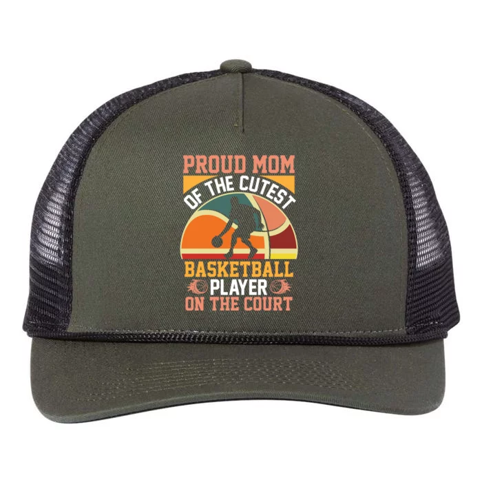 Proud Mom Of The Cutest Basketball For Basketball Team Sport Bball Retro Rope Trucker Hat Cap