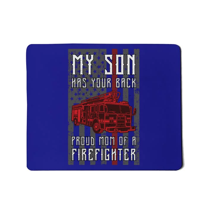 Proud Mom Of A Firefighter American Flag And Firetruck Gift Mousepad