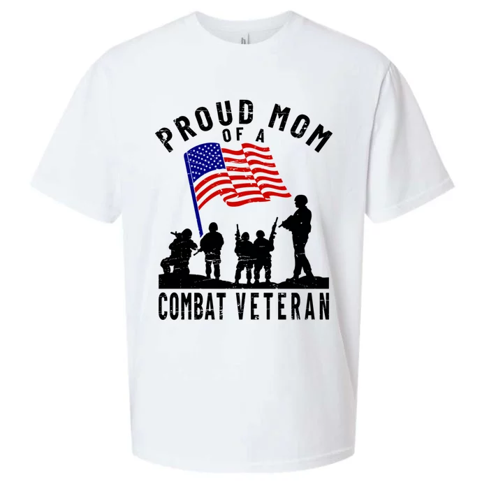 Proud Mom Of A Combat Veteran Retro Us Flag Military Family Gift Sueded Cloud Jersey T-Shirt