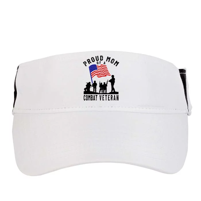 Proud Mom Of A Combat Veteran Retro Us Flag Military Family Gift Adult Drive Performance Visor