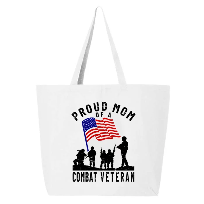 Proud Mom Of A Combat Veteran Retro Us Flag Military Family Gift 25L Jumbo Tote