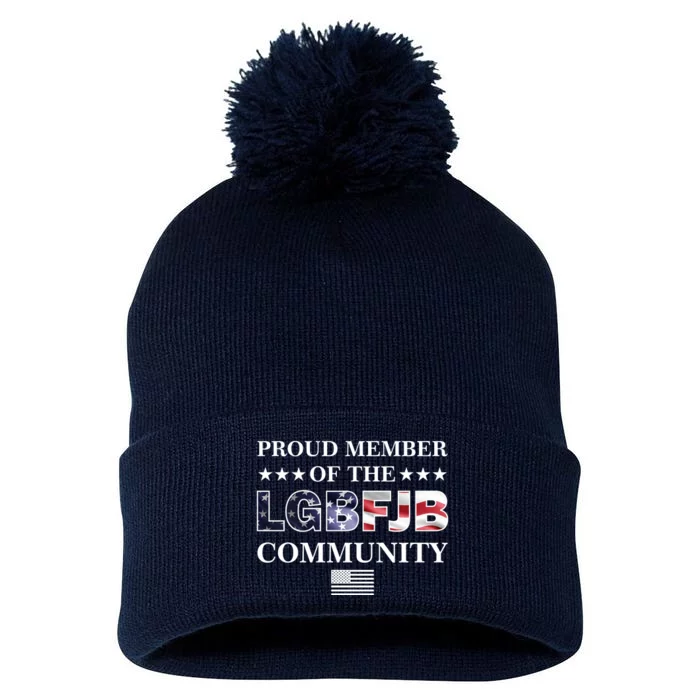 Proud Member Of The LGBFJB Community USA Flag Pom Pom 12in Knit Beanie