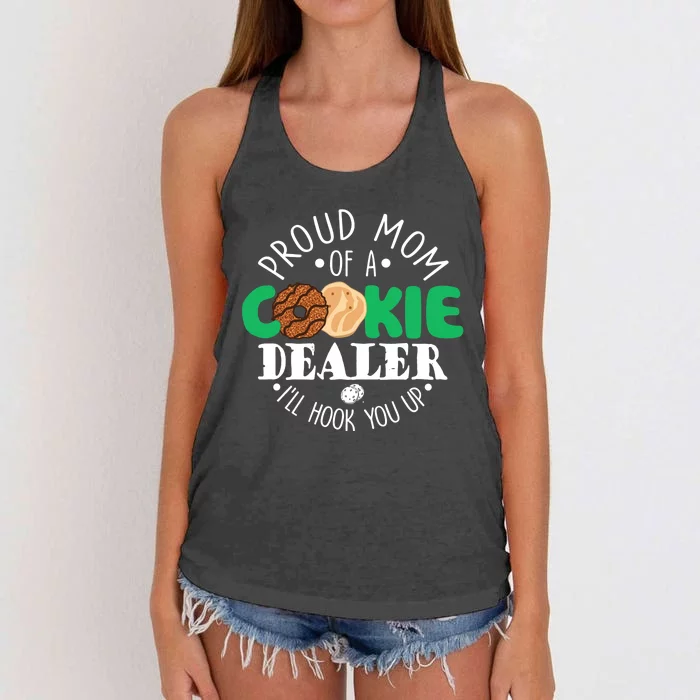 Proud Mom Of A Cookie Dealer Girl Troop Leader Matching Women's Knotted Racerback Tank