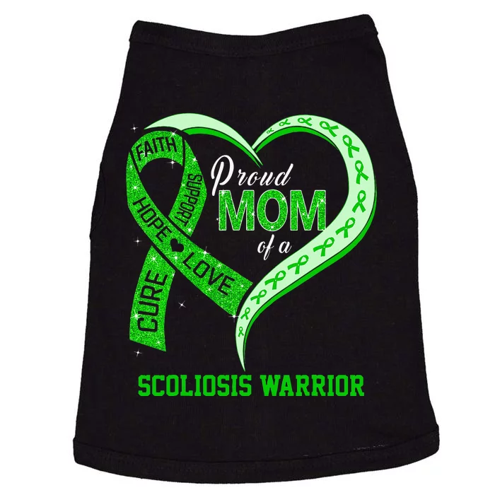 proud mom of a scoliosis warrior ribbon heart Doggie Tank