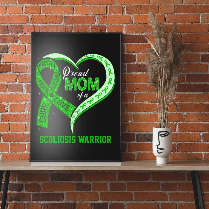 proud mom of a scoliosis warrior ribbon heart Poster