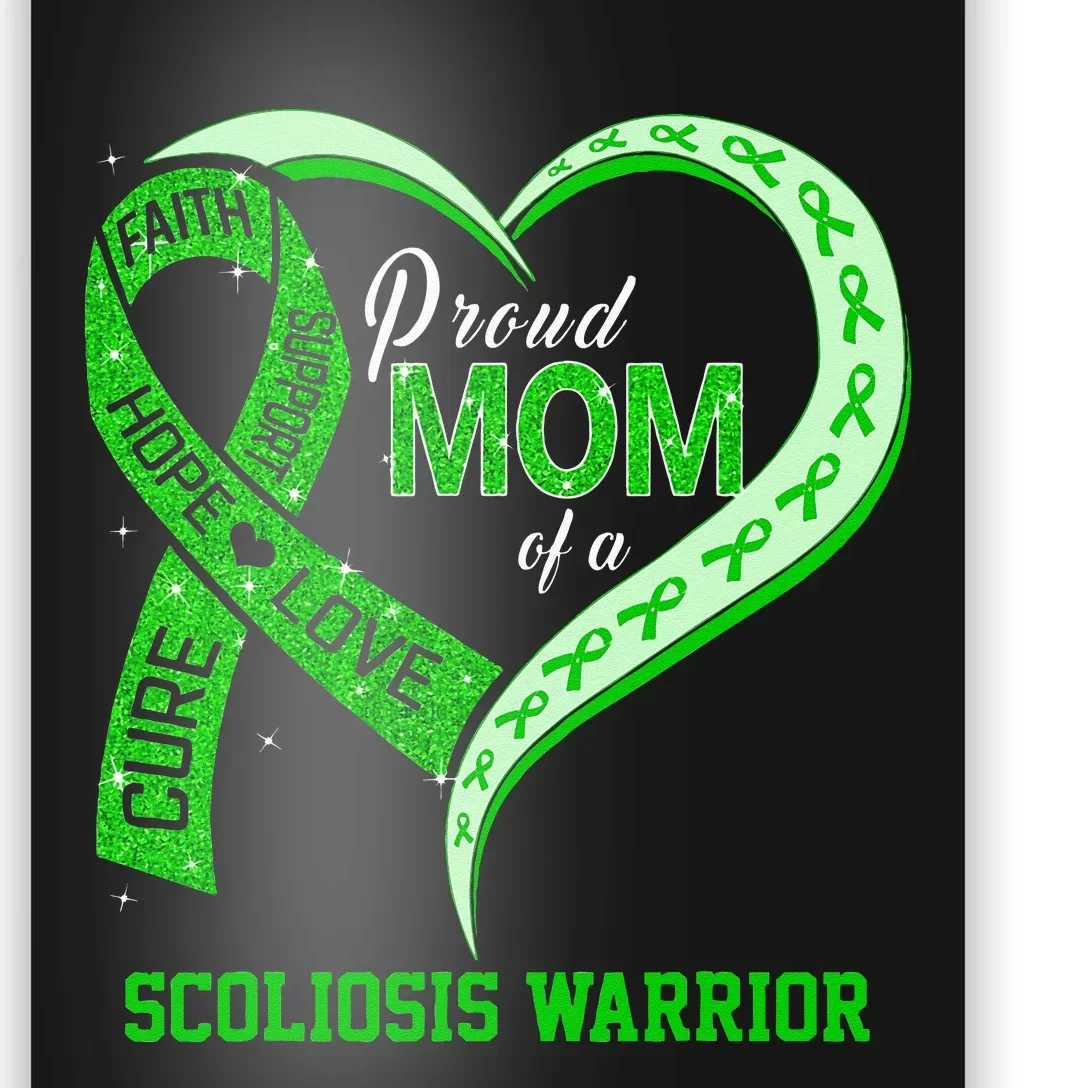 proud mom of a scoliosis warrior ribbon heart Poster