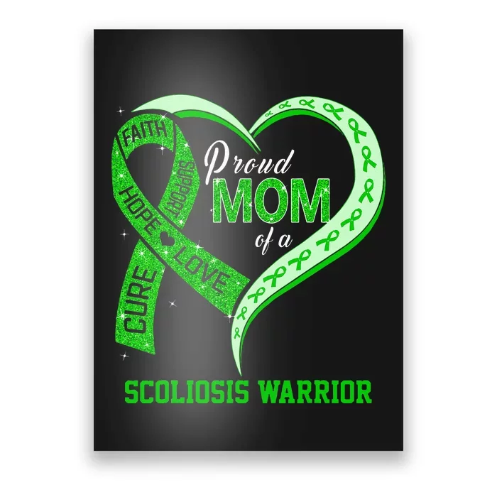 proud mom of a scoliosis warrior ribbon heart Poster