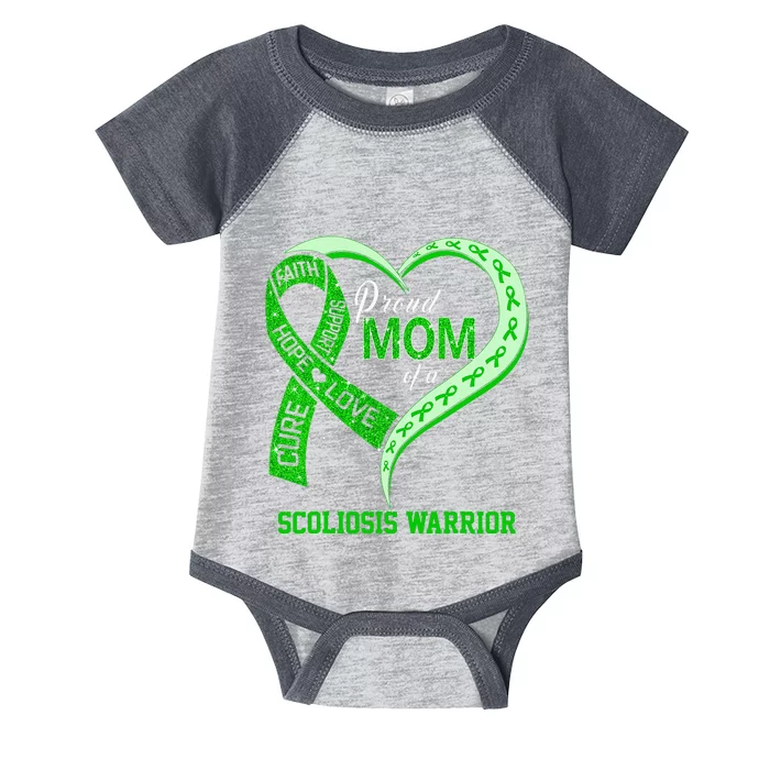 proud mom of a scoliosis warrior ribbon heart Infant Baby Jersey Bodysuit