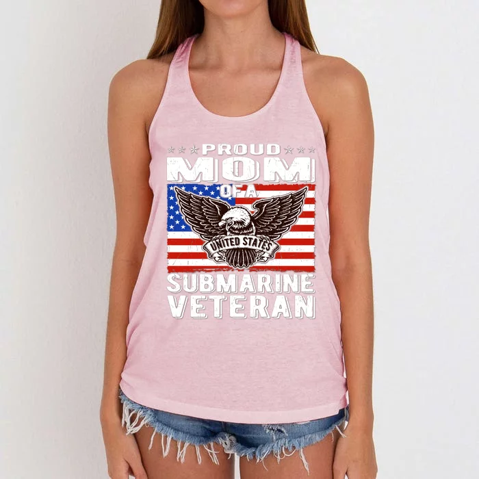 Proud Mom Of Us Submarine Veteran Patriotic Military Mother Gift Women's Knotted Racerback Tank