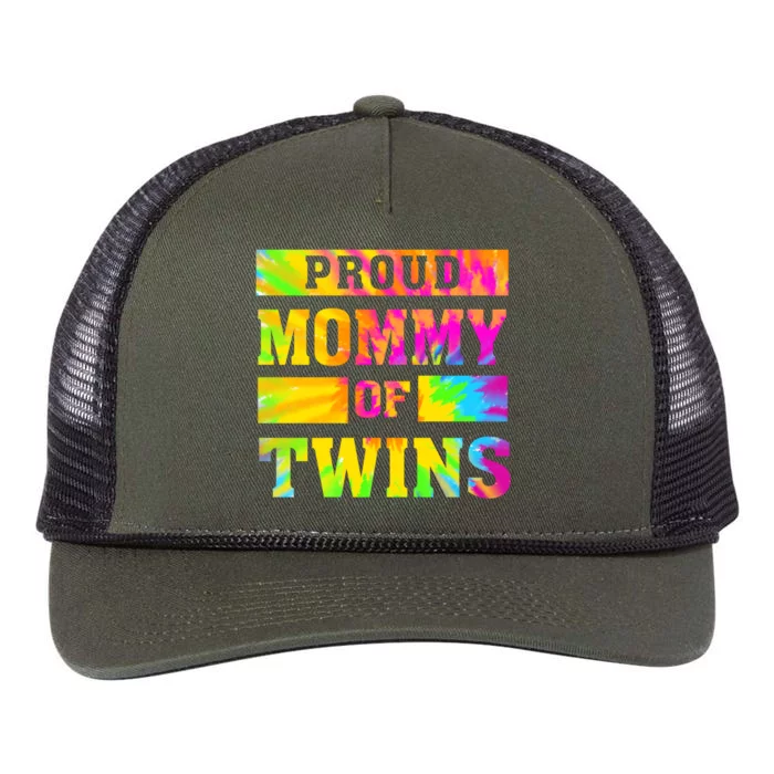 Proud Mommy Of Twins Gift Mother Twin Mom Cute Gift Retro Rope Trucker Hat Cap