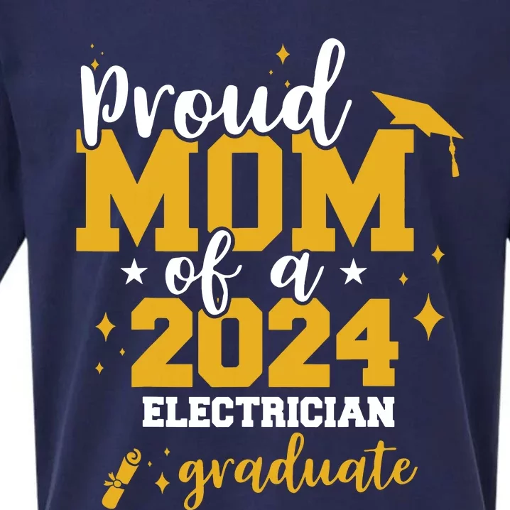 Proud Mom Of A Class Of 2024 Electrician Graduate Senior Fun Sueded Cloud Jersey T-Shirt