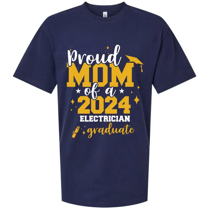 Proud Mom Of A Class Of 2024 Electrician Graduate Senior Fun Sueded Cloud Jersey T-Shirt