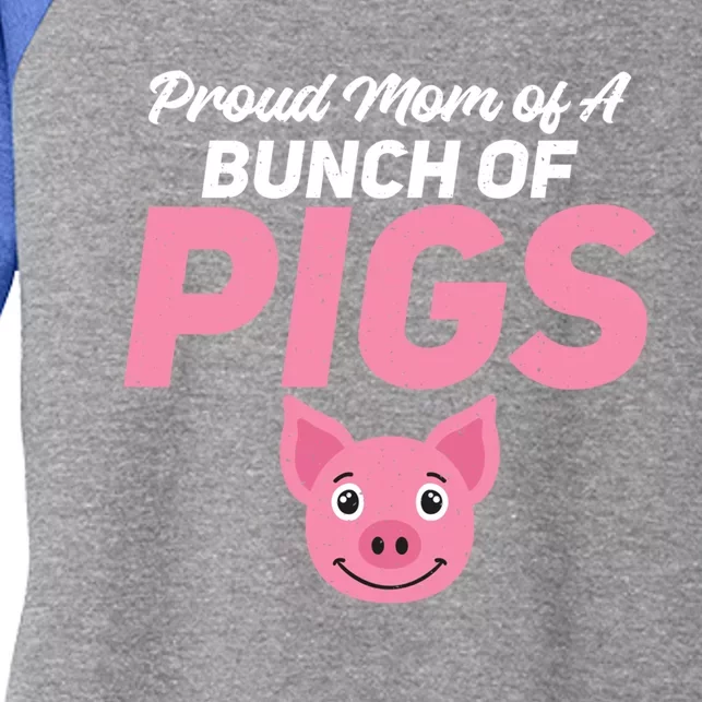 Proud Mom Of A Bunch Of Pigs Family Pig Owner Fun Pig Mom Gift Women's Tri-Blend 3/4-Sleeve Raglan Shirt