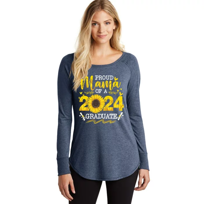 Proud Mama Of A Class 2024 Graduate Funny Gift Sunflower Senior Gift Women's Perfect Tri Tunic Long Sleeve Shirt