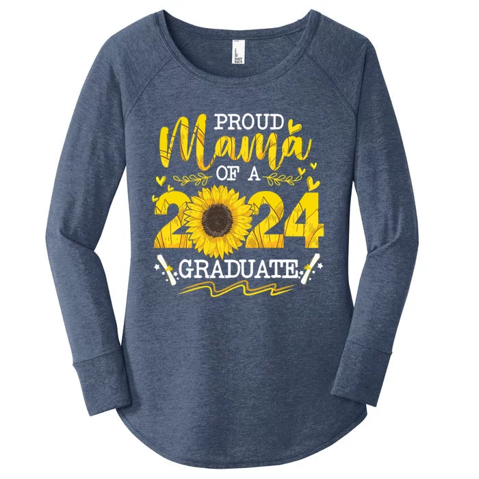 Proud Mama Of A Class 2024 Graduate Funny Gift Sunflower Senior Gift Women's Perfect Tri Tunic Long Sleeve Shirt