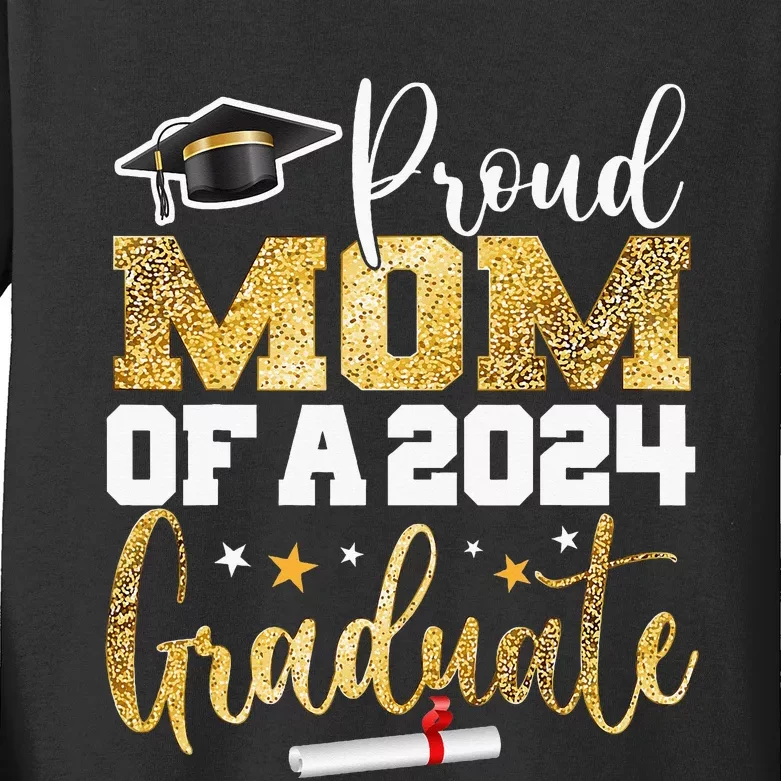 Proud Mom Of A 2024 Graduate Class Senior Kids Long Sleeve Shirt