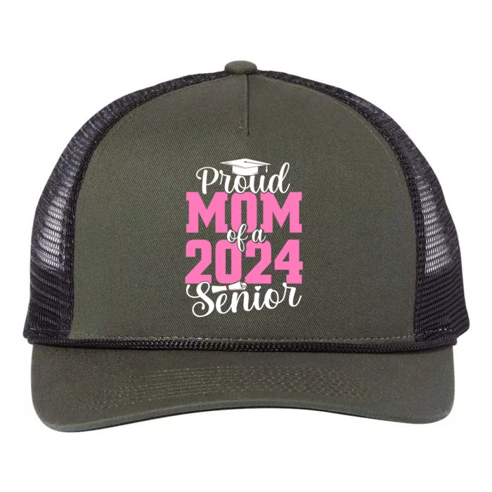 Proud Mom Of A Class 2024 Graduate Gift Mommy Senior 24 Gift Retro Rope Trucker Hat Cap