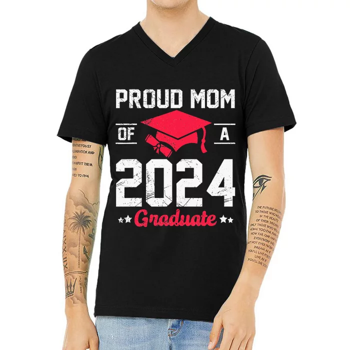 Proud Mom Of A Class Of 2024 Graduate Senior V-Neck T-Shirt