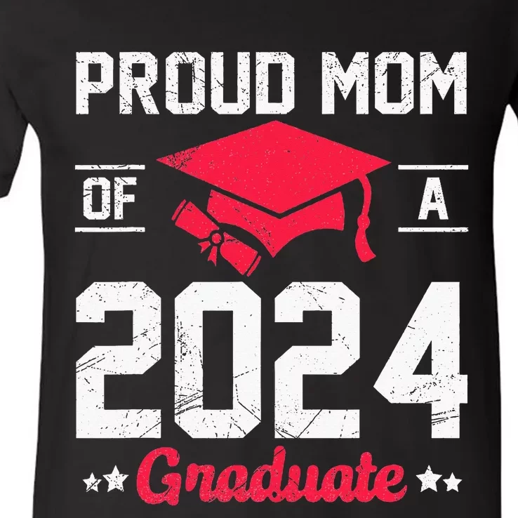 Proud Mom Of A Class Of 2024 Graduate Senior V-Neck T-Shirt