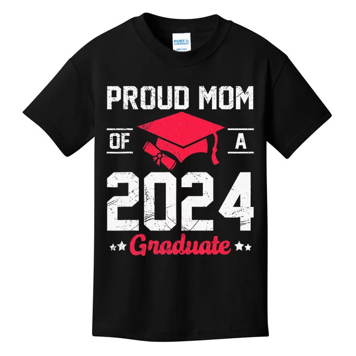 Proud Mom Of A Class Of 2024 Graduate Senior Kids T-Shirt