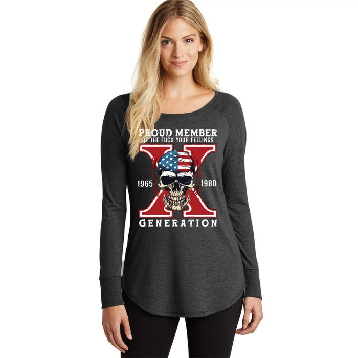 Proud Member Of The Fuck Your Feelings Gen X Horror Skull Women's Perfect Tri Tunic Long Sleeve Shirt