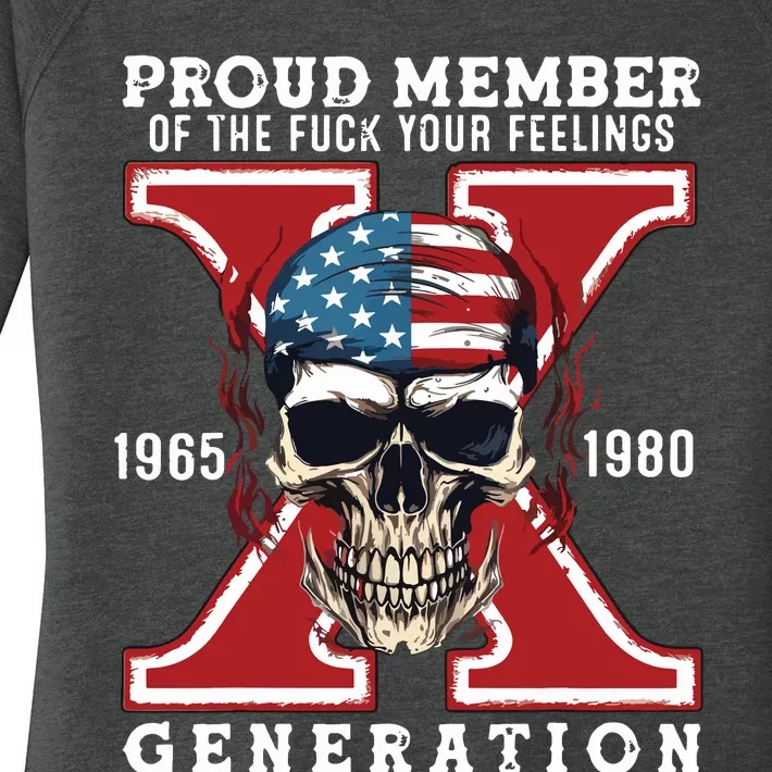 Proud Member Of The Fuck Your Feelings Gen X Horror Skull Women's Perfect Tri Tunic Long Sleeve Shirt