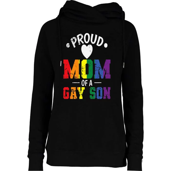 Proud Mom Of A Gay Son Lgbt Womens Funnel Neck Pullover Hood