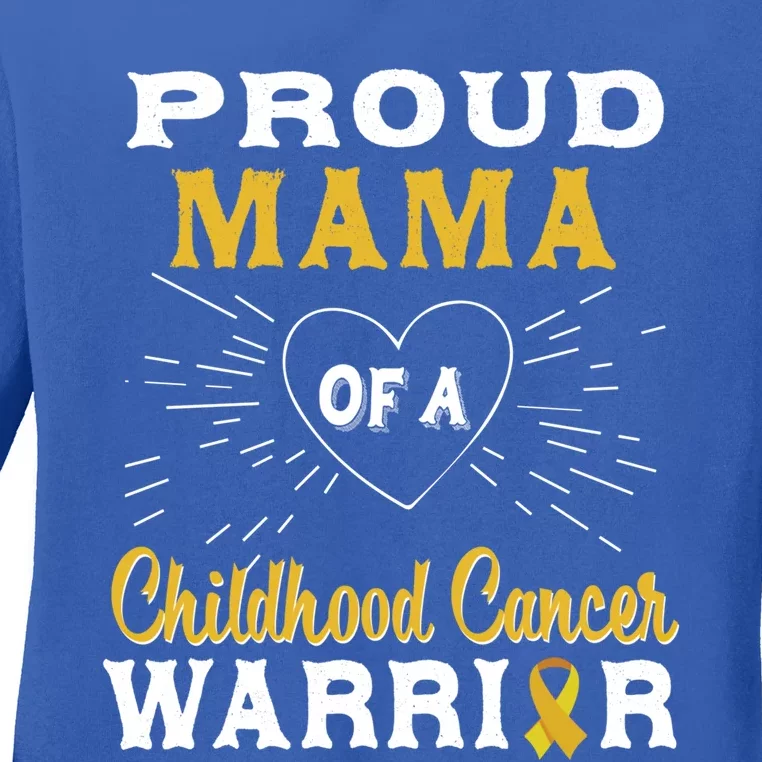 Proud Mama Of A Hood Cancer Warrior Awareness Gift Ladies Long Sleeve Shirt