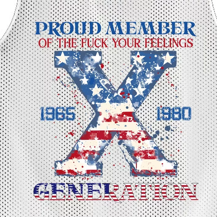 Proud Member Of The Fuck Your Feelings Gen X Usa 4th Of July Mesh Reversible Basketball Jersey Tank