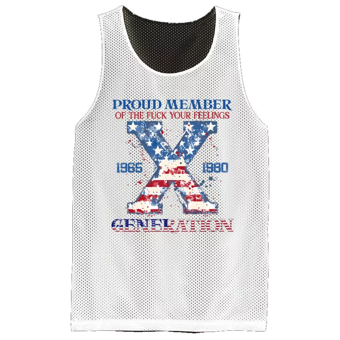 Proud Member Of The Fuck Your Feelings Gen X Usa 4th Of July Mesh Reversible Basketball Jersey Tank