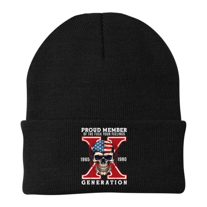 Proud Member Of The Fuck Your Feelings Gen X Horror Skull Knit Cap Winter Beanie