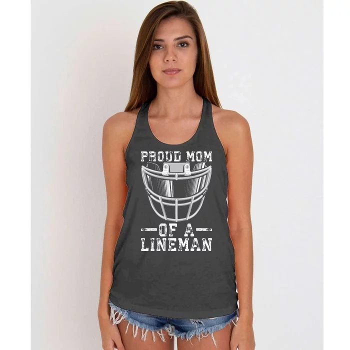 Proud Mom Of A Lineman Football Women's Knotted Racerback Tank