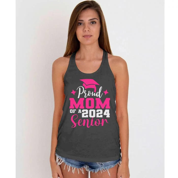 Proud Mom Of 2024 Graduate Senior Mother College Graduation Women's Knotted Racerback Tank