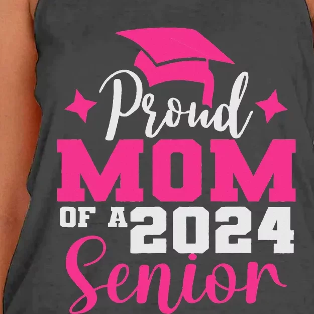 Proud Mom Of 2024 Graduate Senior Mother College Graduation Women's Knotted Racerback Tank