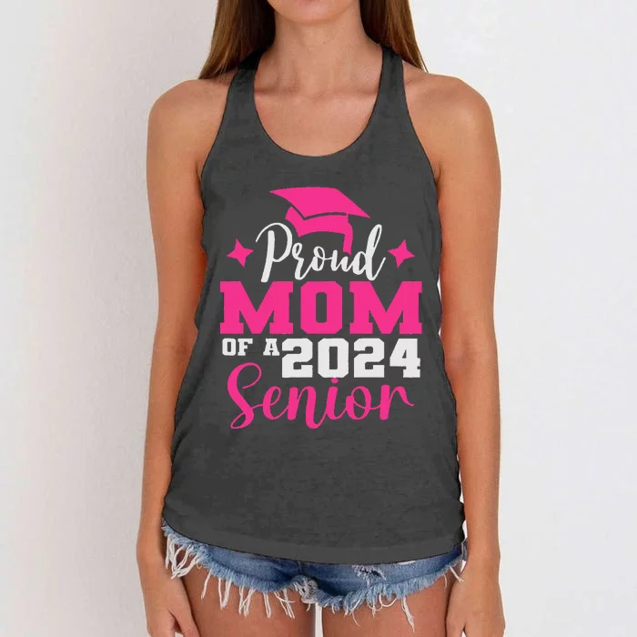 Proud Mom Of 2024 Graduate Senior Mother College Graduation Women's Knotted Racerback Tank