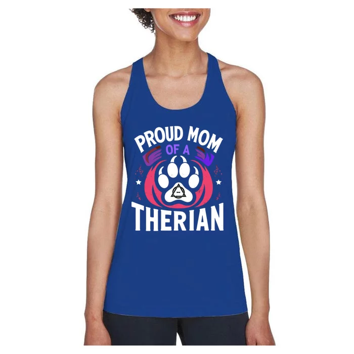 Proud Mom Of A Therian Furries Otherkin Nonhu Fursona Gift Women's Racerback Tank